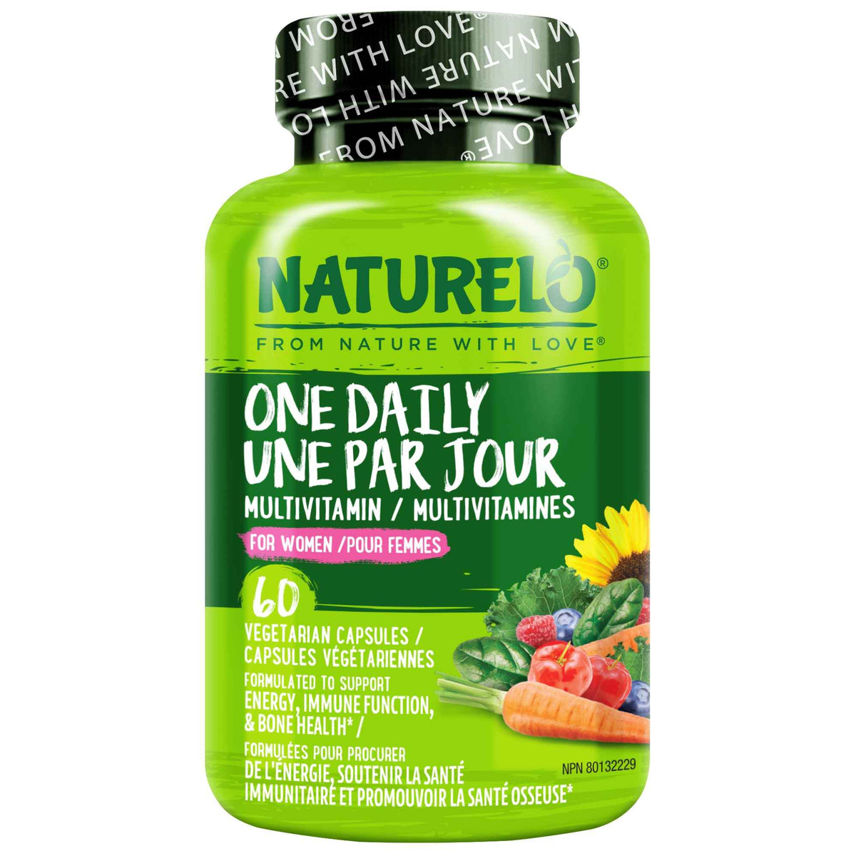 NATURELO One Daily Multivitamin for Women w/Vitamin B12, 60 Ct, Energy Support, Whole Food Daily Women Multivitamin Supplement, Nourish Hair/Skin/Nail, Non-GMO, No Soy, Gluten Free, 2 Month Supply 🍁 All In One Marketplace Canada