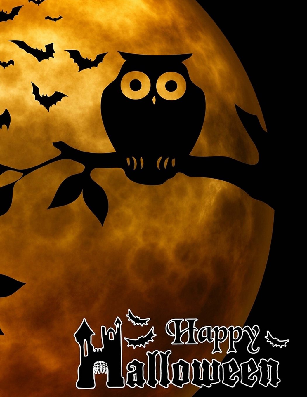 Happy Halloween: Giant-Sized Notebook/Journal with 600 Lined & Numbered Pages: Halloween Owls Cover Design (8.5 x 11/300 Sheets)