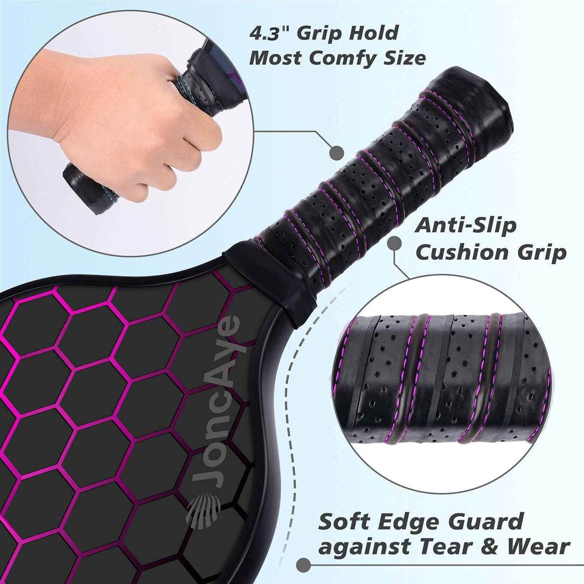 JoncAye Pickleball Paddles Set of 4 Rackets and Balls with Paddle Case, Lead Tape, Ball Bag, Carbon Fiber Pickle-Ball Raquette for Beginner | USAPA Approved Pickleball Equipment with Accessories 🍁 All In One Marketplace Canada