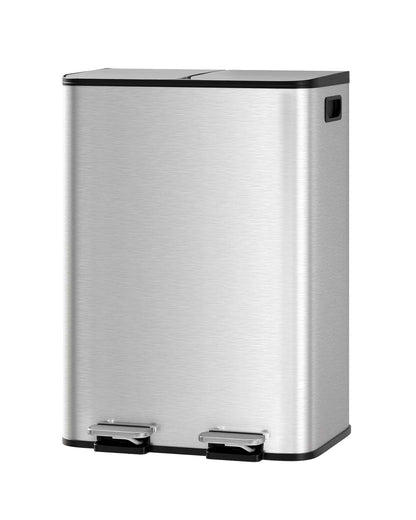 GarveeHome 2x8 Gallon Stainless Steel Dual Trash Can with Lid, Large Kitchen Step-on Garbage and Recycle Bin Combo, Metal Double Trash Can with PP Inner Buckets & Liner Rim for Kitchen Waste Sorting 🍁 All In One Marketplace Canada