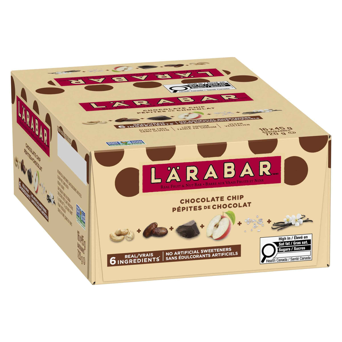 LÄRABAR Chocolate Chip, Fruit and Nut Energy Bar, Pack of 16 Bars, Gluten Free, Vegan, Family Pack, Snack Bars, 720 Grams Package 🍁 All In One Marketplace Canada