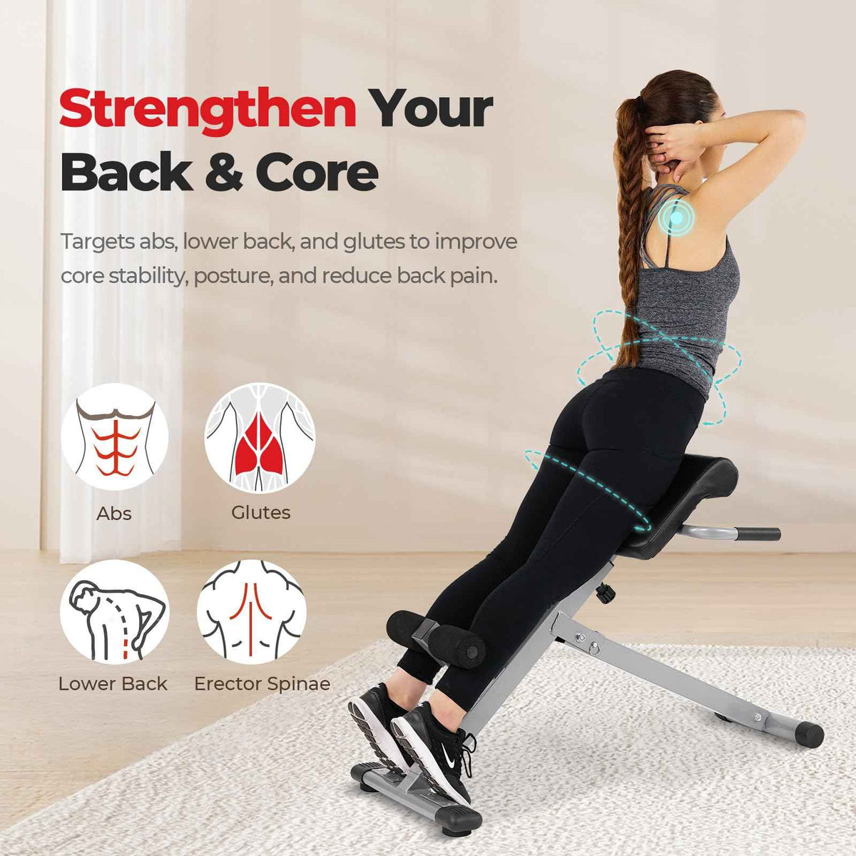 Sunny Health & Fitness Foldable Roman Chair, 45-Degree Hyperextension Bench 🍁 All In One Marketplace Canada