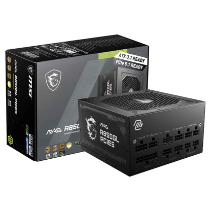 MSI MAG A850GL PCIE5, Fully Modular Compact Gaming 850W Power Supply, 80+ Gold, ATX 3.1 & PCIe 5.1 Ready, Native Dual-Color 12V-2x6 Cable, 10 Year Warranty 🍁 All In One Marketplace Canada