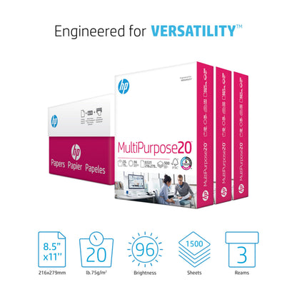 HP Printer Paper 8.5x11 MultiPurpose 20 lb 3 Ream Case 1500 Sheets 96 Bright Made in USA FSC Certified Copy Paper HP Compatible 112530C 🍁 All In One Marketplace Canada