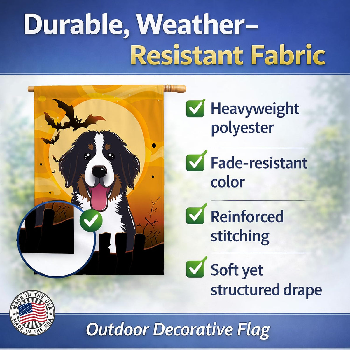 Caroline's Treasures BB1795CHF Halloween Bernese Mountain Dog Canvas House Size Flag, Multicolor, Large