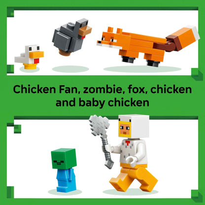 LEGO Minecraft Chicken Farm Building & Pretend Play Toy for Boys & Girls - Video Game Playset & Toy Figures for Kids, Ages 7+ - W/Chicken Fan Minifigure - Gift Idea for Birthdays - 21585 🍁 All In One Marketplace Canada