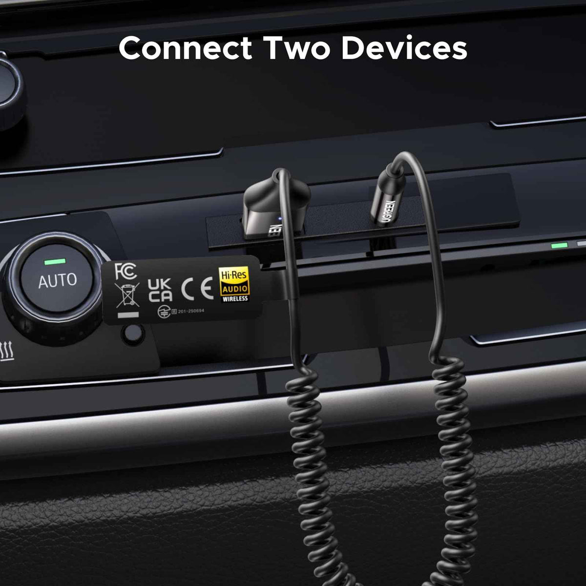 UGREEN Aux to Bluetooth 6.0 Car Adapter with LDAC, 3.5mm Aux Adapter for Auto Built-in Microphone, Car Bluetooth Audio Receiver for Hands-Free Calls Compatible with Car Speaker & Home Audio 🍁 All In One Marketplace Canada