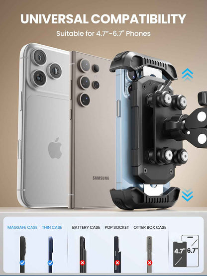 Tounee Bike Phone Mount Holder with Dual Vibration Dampener - Quick Release Handlebar Clip for Bicycle/Cycling, Upgraded Anti-Shock Design Fits iPhone 16/15/14 Pro Max & 4.7-6.7" Phones (Black) 🍁 All In One Marketplace Canada