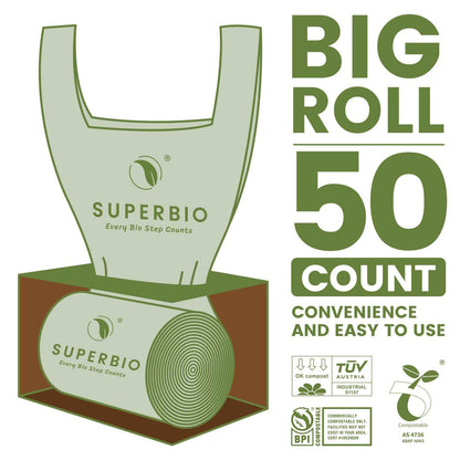 SUPERBIO Compostable Food Scrap Bags, 6L, Small Compost Bags for Counter Top Compost Bin, 50 Count, BPI & OK compost INDUSTRIAL Certified 🍁 All In One Marketplace Canada