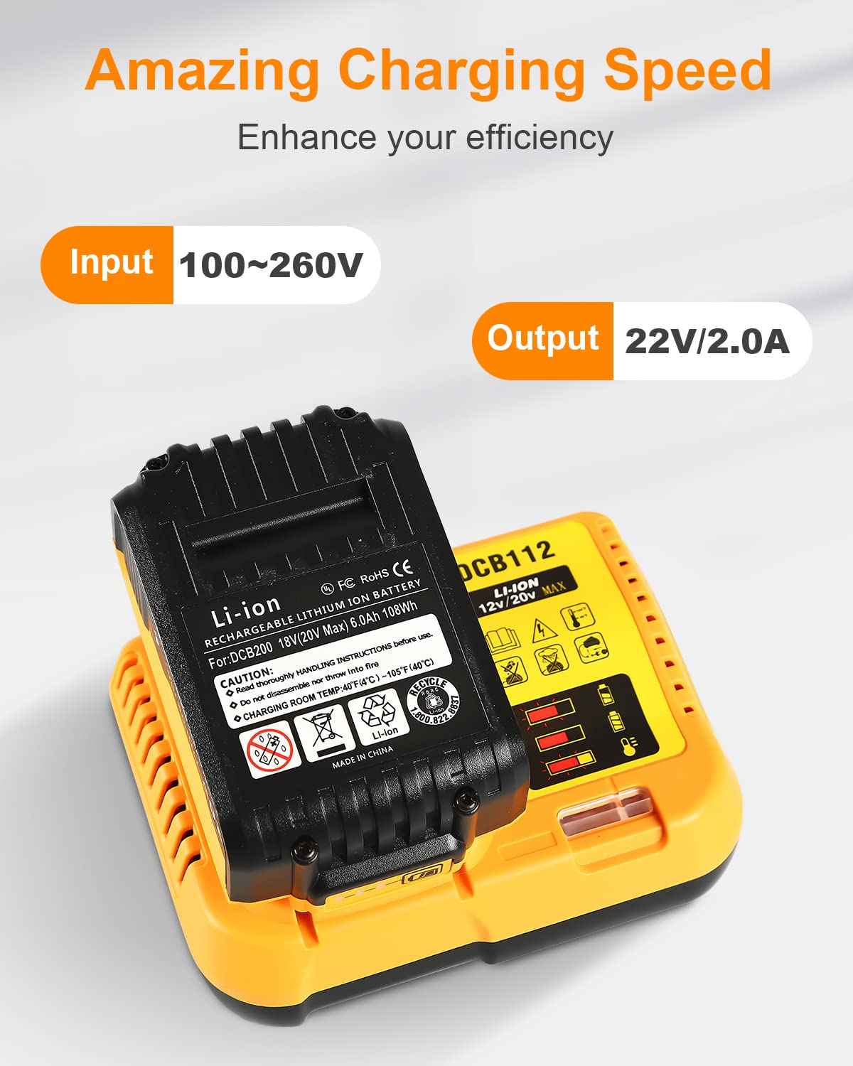 Replacement for Dewalt 20V Max Battery Charger DCB112, Compatible with Dewalt 12V 20V Max Lithium Battery DCB203 DCB204 DCB205 DCB205 DCB120 DCB123 DCB125 DCB127 DCB112 DCB115 DCB118 DCB102 DCB104 🍁 All In One Marketplace Canada