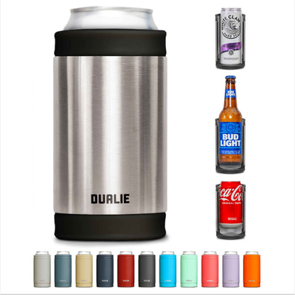 DUALIE 3 in 1 Insulated Can Cooler - Universal Size for 12 oz Cans, Slim Cans, and Bottles - Stainless 🍁 All In One Marketplace Canada