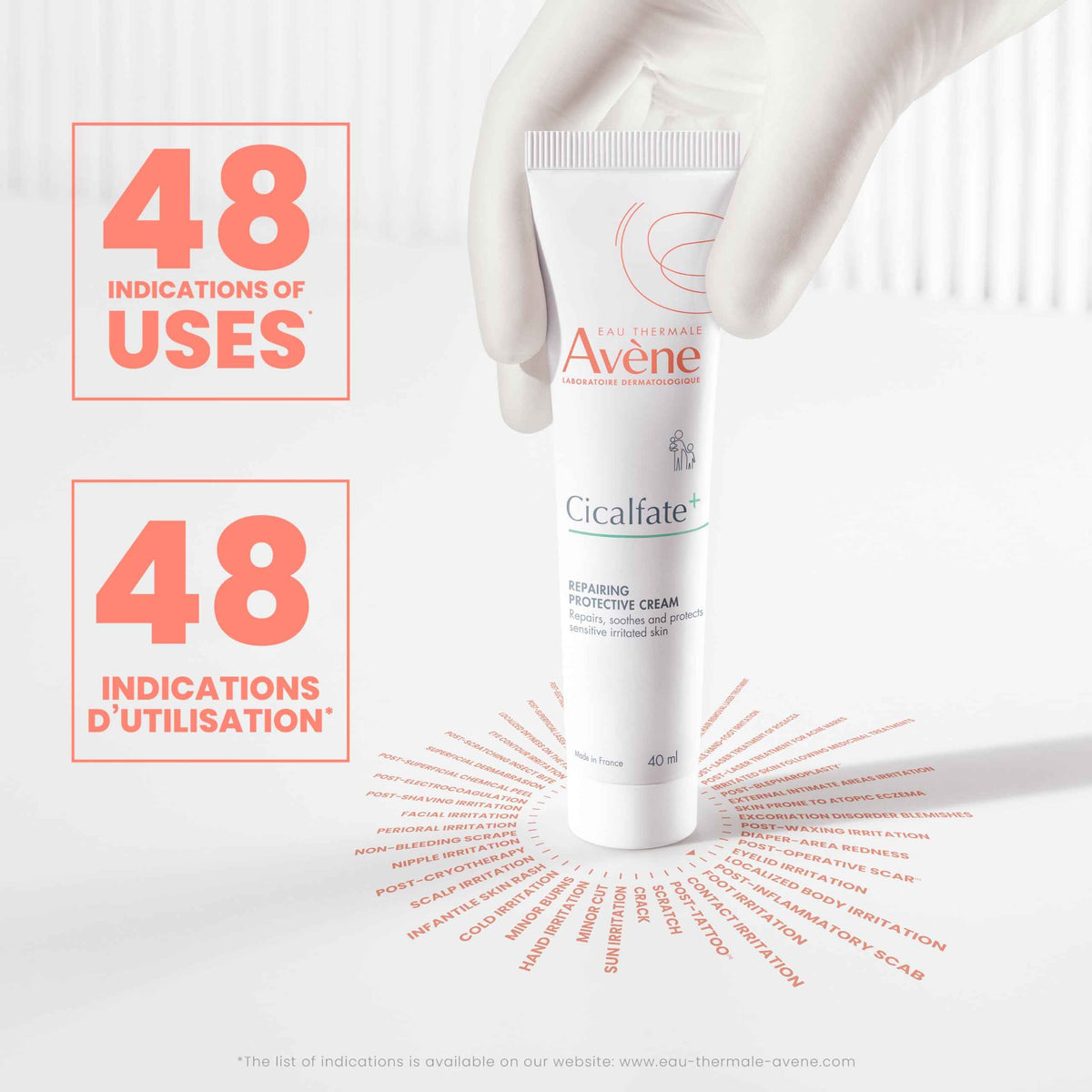 Eau Thermale Avene Cicalfate+ Restorative Protective Cream, Rich Skin Barrier Cream, Wound Care, Reduces appearance of scars, Doctor recommended, Zinc oxide, 40 mL 🍁 All In One Marketplace Canada