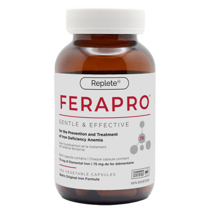 FERAPRO 75 Targeted Iron Support 75 mg Elemental Iron with Vitamin C Methylcobalamin 5-MTHF Glycine 100 Capsules Vegan Clean Label 🍁 All In One Marketplace Canada