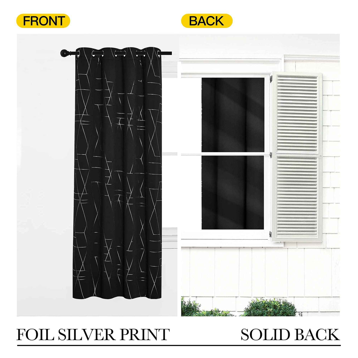 NICETOWN Halloween Blackout Curtains for Living Room - Foil Printed Shiny Stripes Pattern Thermal Insulated Blackout Drapes for Bedroom Kitchen Loft Cafe Window (2 Panels, 52" Wide by 63" Long)