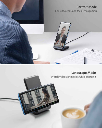 Anker 313 Wireless Charger (Stand), Qi-Certified for iPhone 15/14 / 13/12 / 11 / X / 8, 10W Max for Galaxy S23 / S22 / S21, Micro-USB (9V / 2A Adapter Required, Not Included) 🍁 All In One Marketplace Canada