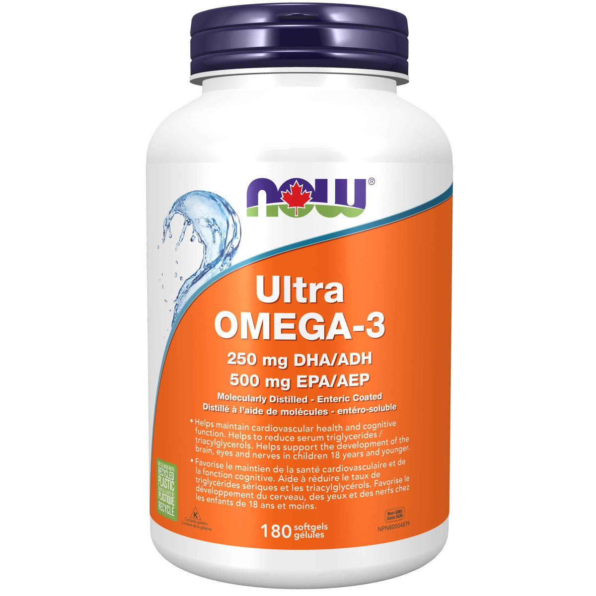 NOW Supplements, Ultra Omega-3 Molecularly Distilled and Enteric Coated, 180 Softgels 🍁 All In One Marketplace Canada