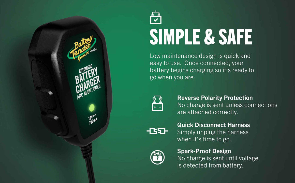 Battery Tender 021-0123 Battery Tender Junior 12V, 0.75A Battery Charger will charge and maintain your battery so that it is ready to go when you are! It's lightweight, fully automatic and easy to use 🍁 All In One Marketplace Canada