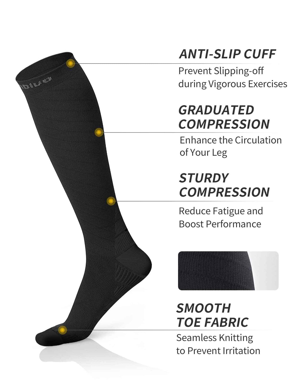 CAMBIVO 2 Pairs Compression Socks for Men and Women(20-30 mmHg), Compression Stocking for Swelling, Nurse, Flight(Black, SM) 🍁 All In One Marketplace Canada