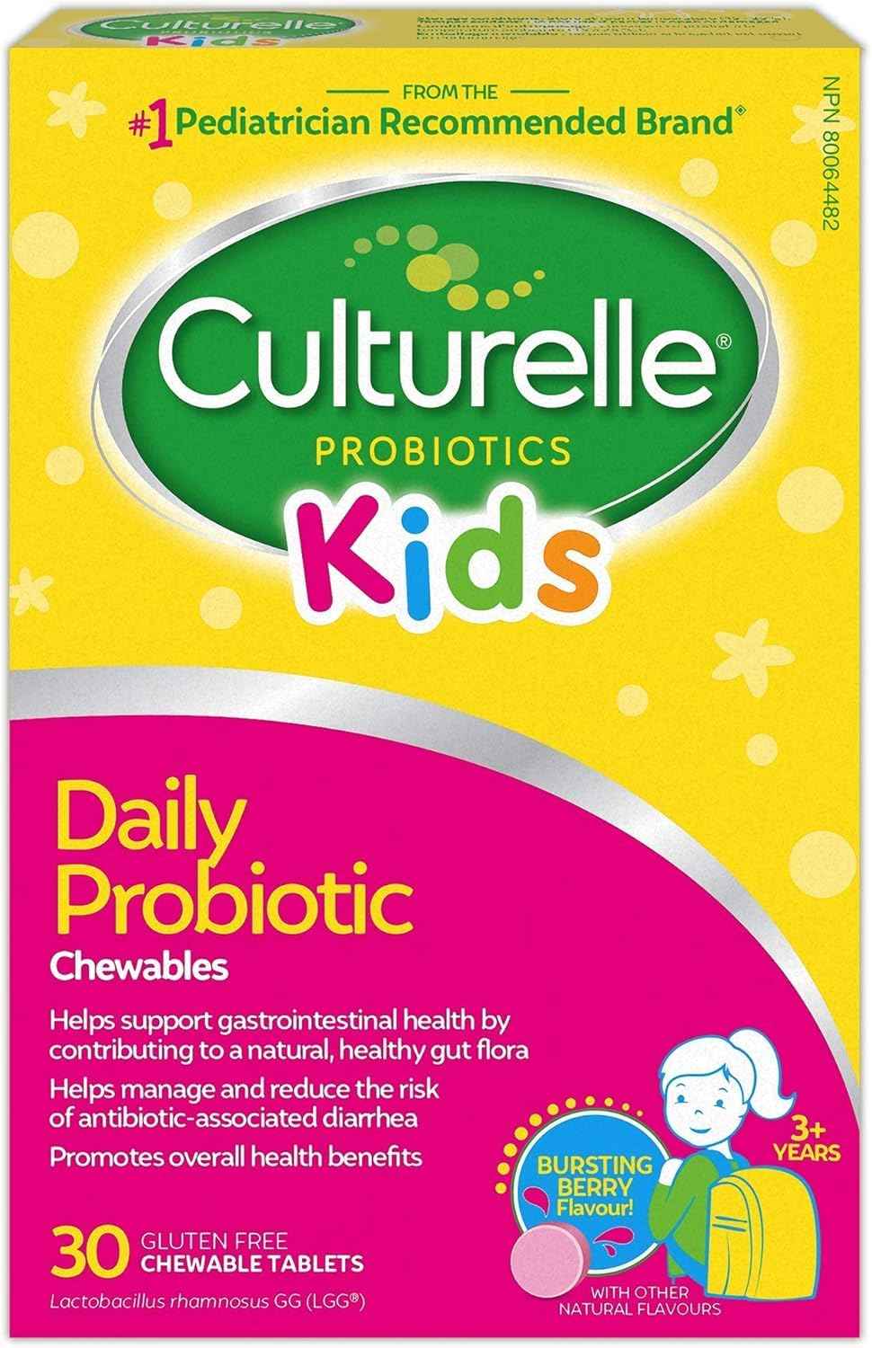 Culturelle Kids Daily Probiotic Chewable for Kids|With 100% Naturally Sourced Lactobacillus GG Strain|Most Clinically Studied Probiotic|Pediatrician Recommended|Berry Flavor|30 Count Chews 🍁 All In One Marketplace Canada