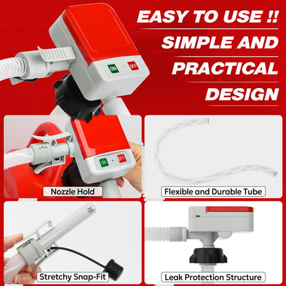 2026 Upgraded Electric Fuel Transfer Pump with Auto-Stop, 3.2 Gallon per Min, USB & Battery Powered, 51" Hose, 4 Gas & Jerry Can Adapters, Leak-Proof Gas Pump for Gasoline, Diesel and Kerosene 🍁 All In One Marketplace Canada