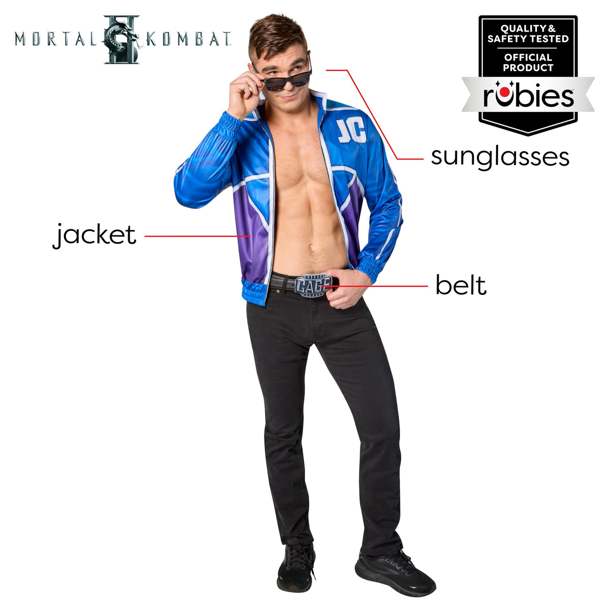 Rubies Men's Mortal Combat Johnny Cage Costume Kit, for Halloween and Themed Parties, Large