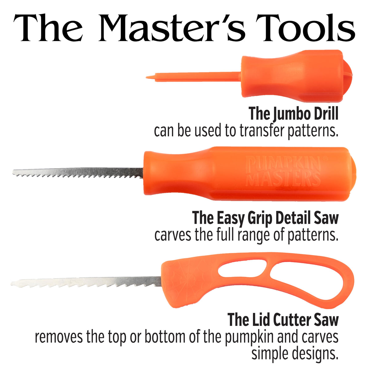 Pumpkin Masters Premium All in One Carving Kit – Comprehensive Halloween Pumpkin Carving Kit with Large Handled Tools and New Patterns