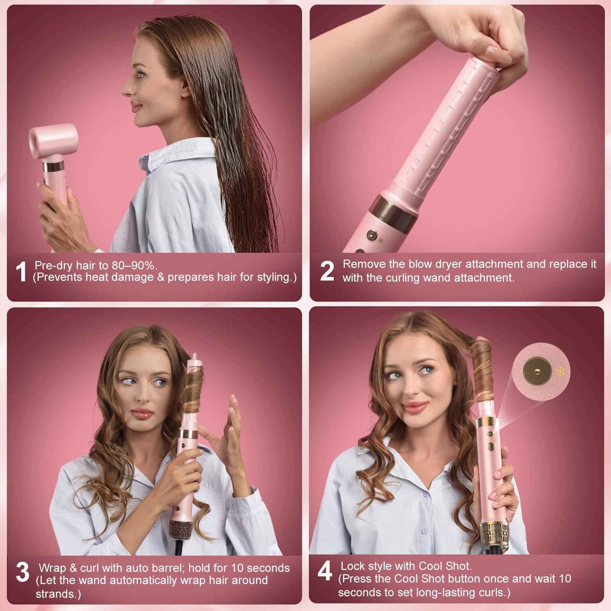 Mythsight StyleVibe 6-in-1 Air Styler, Hair Dryer & Blow Dryer Brush with Auto Wrap Curl L/R, Fast Drying, Smooth Blowouts, Root-Lift Volume, No Heat Damage Frizz-Free Thermal Brush with Travel Bag 🍁 All In One Marketplace Canada