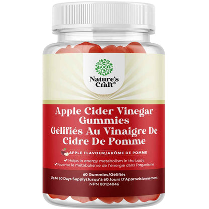 Apple Cider Vinegar Gummies with Mother - Supports Appetite Control - ACV Gummies for Detox & Cleanse - Gut Health & Bloating - Metabolism & Energy Support - ACV with Mother - B12 & B6 Vitamin - 60 Ct 🍁 All In One Marketplace Canada
