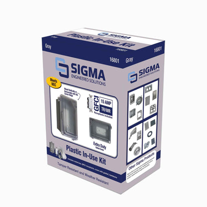 Sigma Engineered Solutions 16801 Non-Metallic Weatherproof Outdoor Electrical Outlet Kit w/Extra Duty Cover, Box and 15 Amp GFCI Receptacle, in-USE, Clear/Gray, 1 Gang, Lockable with Patented Hinge 🍁 All In One Marketplace Canada