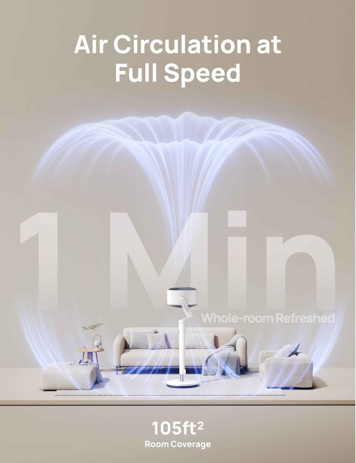 DREO Smart Fan for Bedroom, 120° +120° Omni-Directional Oscillating Fans, 90ft Quiet Pedestal Fan with RGB Light, 9 Speeds, 6 Modes, 20dB, 8H Timer, Wi-Fi/Voice/Alexa, 37-42" Floor Fans with Remote 🍁 All In One Marketplace Canada