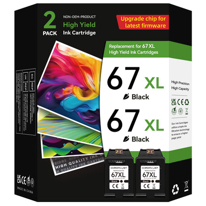 67XL Black Ink Cartridges Compatible for HP 67 Ink Cartridges Compatible for HP Ink 67 Fit for DeskJet 4155e 2855e 2755e 2700 2700e 2800e 4100 4255e 2734e Envy 6055e 6455e 6000 6400 Printer(2 Black) 🍁 All In One Marketplace Canada