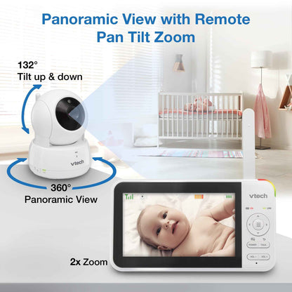 VTech VM924 Pan & Tilt Video Baby Monitor, 5" LCD Screen, Up to 17 Hrs Video Battery Life, Plug & Play, 1.33x Zoom, Night Vision, Up to 1000ft Range, Soothing Sounds, 2-Way Talk, Secured Transmission 🍁 All In One Marketplace Canada