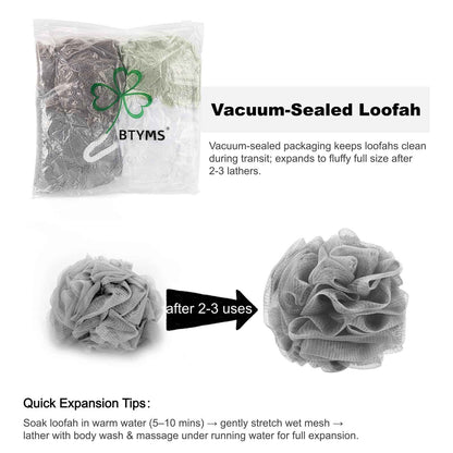 BTYMS Bath Sponge Shower Loofahs 60g Mesh Pouf Bath Scrunchies Body Wash Puff Shower Puff - Pack of 4 🍁 All In One Marketplace Canada