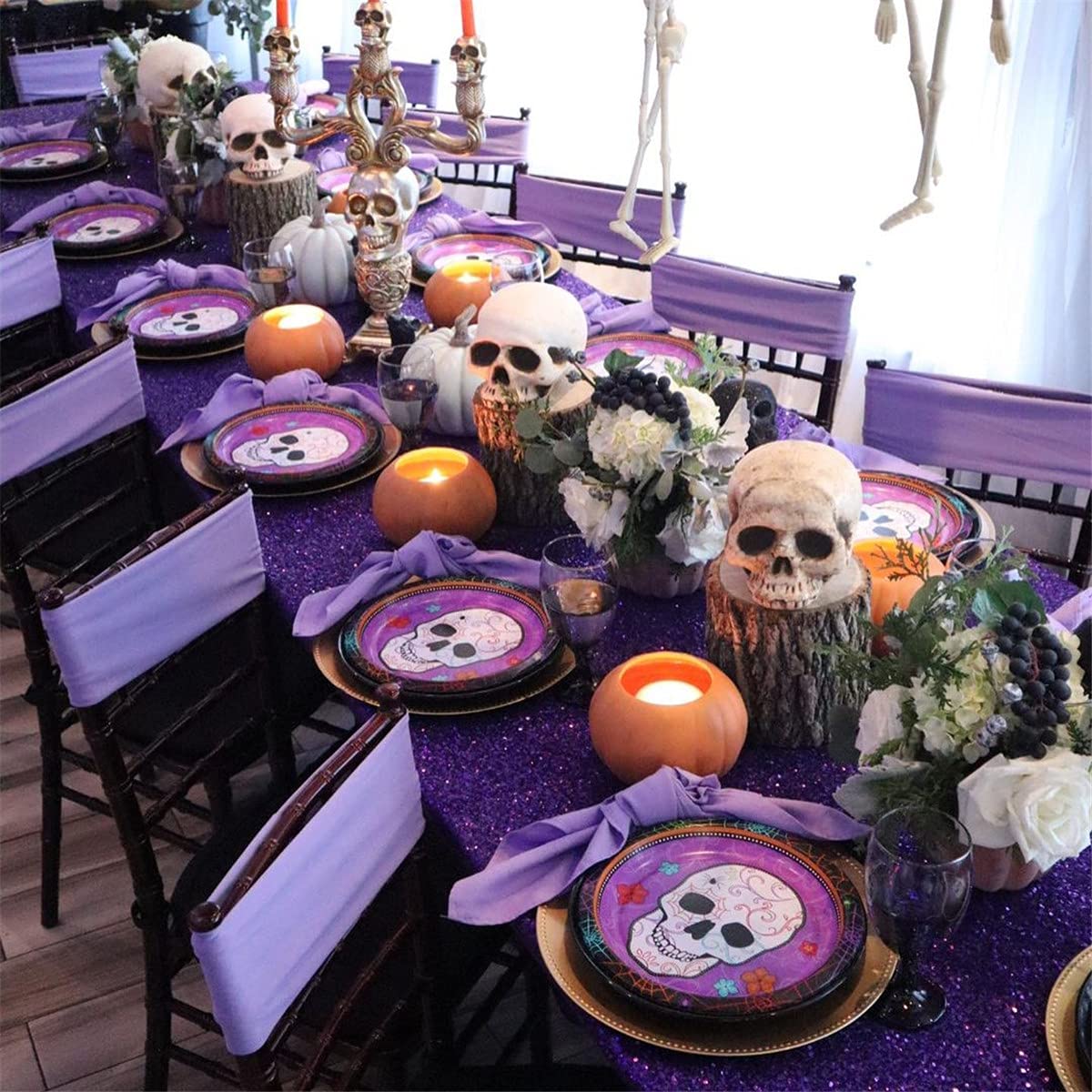 B-COOL Purple Sequin Tablecloth 60x102 Inch Sparkly Kitchen Cloth Glitter Table Drape Overlay for Wedding Halloween Birthday Party Decorations