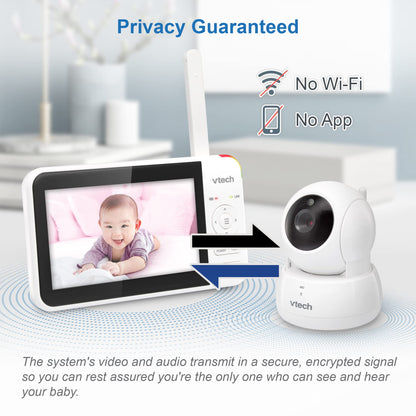 VTech VM924-2 Pan & Tilt Video Baby Monitor with 2 Cameras, 5" LCD Screen, Up to 17 Hrs Video Battery Life(2600 mAh), 1.33x Zoom, Night Vision, Best-in-Class 1000ft Range, Soothing Sounds, 2-Way Talk 🍁 All In One Marketplace Canada