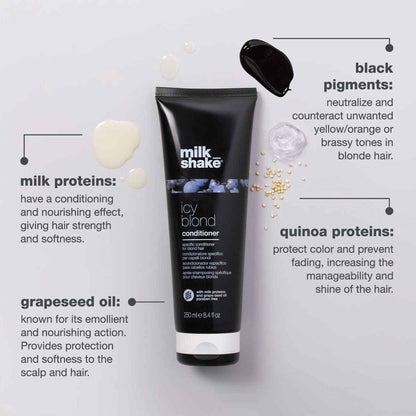 milk_shake Icy Blond Conditioner - Black Pigment Silver Conditioner for Very Light Blond and Platinum Hair, 8.4 Fl Oz (250 ml) 🍁 All In One Marketplace Canada