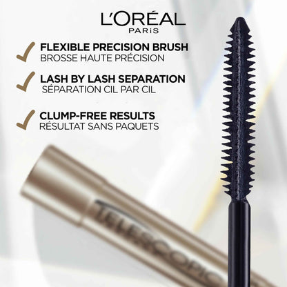 L’Oréal Paris Telescopic Mascara, Eyelash Lengthening Mascara, Unique Non-Clumping Formula Delivering Intense Length For Sensitive Eyes, Black, 8 ml 🍁 All In One Marketplace Canada