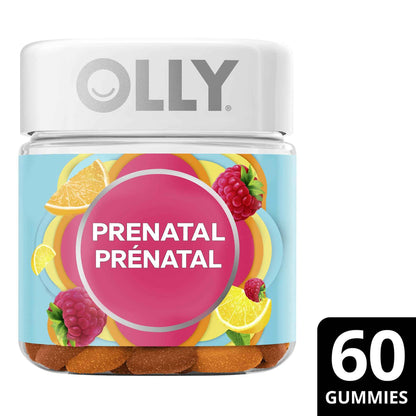 OLLY Prenatal Gummy Supplement Sweet Citrus Multivitamin to help support Mommy & Baby, with no artificial flavours and colours, 30 day supply (60 gummies) 🍁 All In One Marketplace Canada