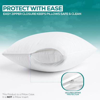 Utopia Bedding Set of 4 Waterproof Pillow Protectors with Zipper Standard Size (White), Ultra Soft Pillow Covers, Bed Bug and Dust Mite Proof Pillow Encasements, Moisture Wicking Pillow Cases 🍁 All In One Marketplace Canada