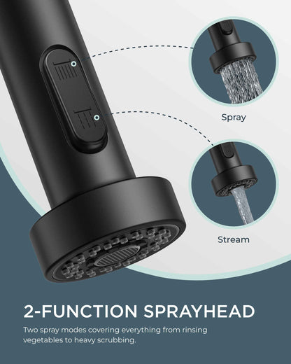 FORIOUS Black Kitchen Faucet with Pull Down Sprayer, Stainless Steel Single Handle Spring Classic Sink Faucets 1 or 3 Hole, for Farmhouse Camper Laundry Rv Bar, Matte Black 🍁 All In One Marketplace Canada