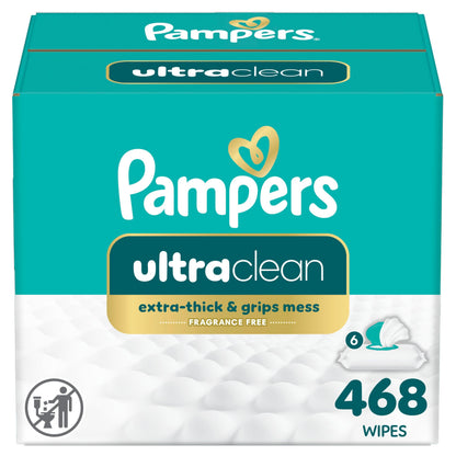 Pampers Free & Gentle 100% Plant-Based Fragrance Free Baby Wipes, 6 pack, 468 Count 🍁 All In One Marketplace Canada