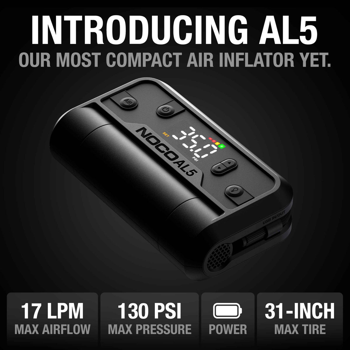 NOCO Air AL5 17 LPM 12V Cordless Tire Inflator & Portable Air Compressor 🍁 All In One Marketplace Canada