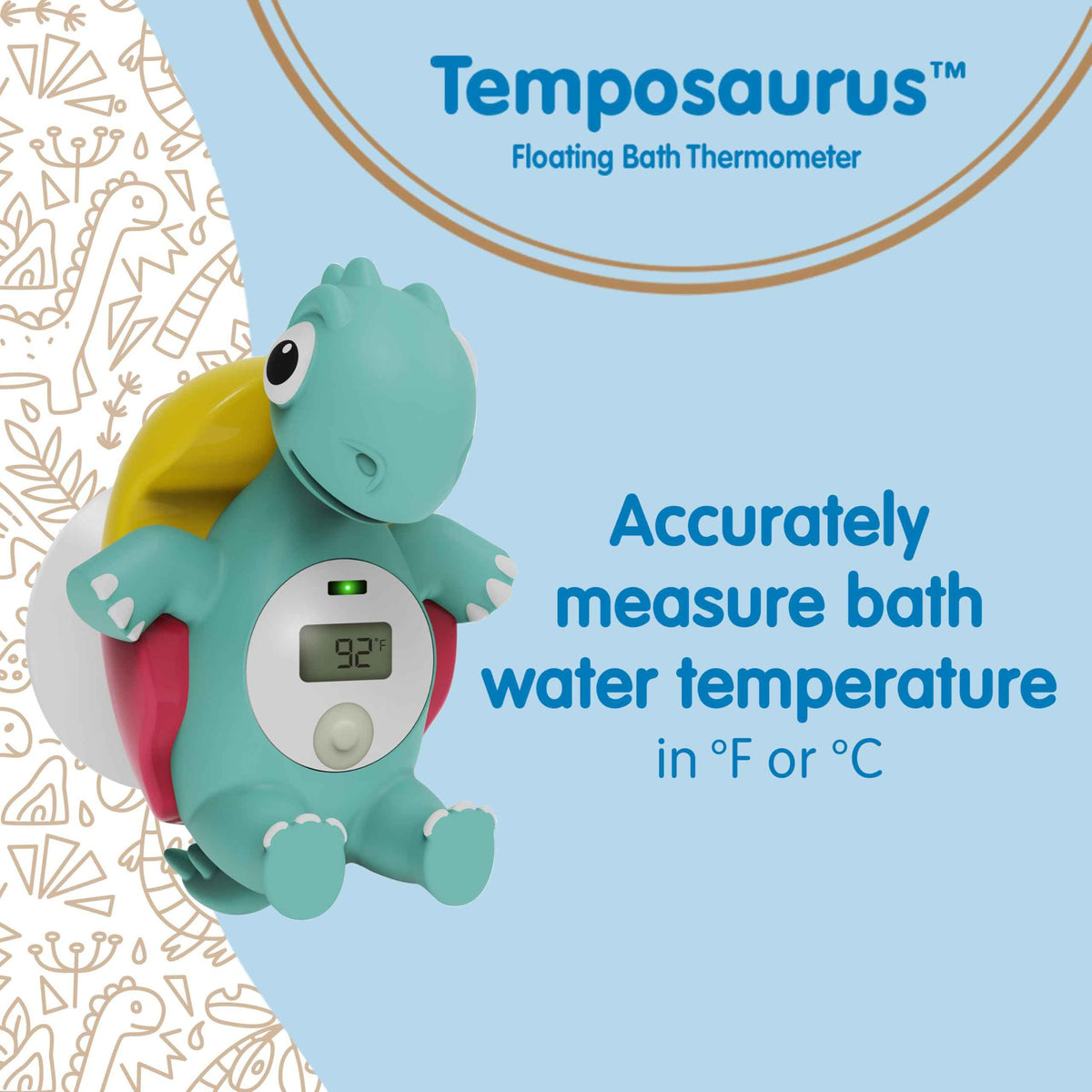 Dr. Brown's CleanUp Temposaurus Floating Bath Thermometer for Accurately Measuring Baby’s Bath Water Temperature, BPA Free 🍁 All In One Marketplace Canada