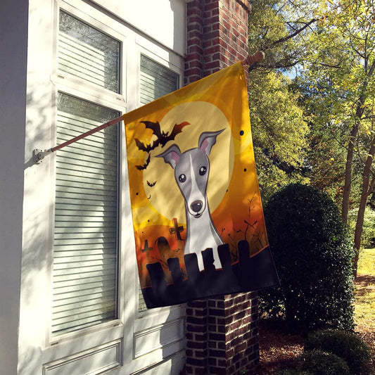 Caroline's Treasures BB1794CHF Halloween Italian Greyhound House Flag Large Porch Sleeve Pole Decorative Outside Yard Banner Artwork Wall Hanging, Polyester, House Size, Multicolor