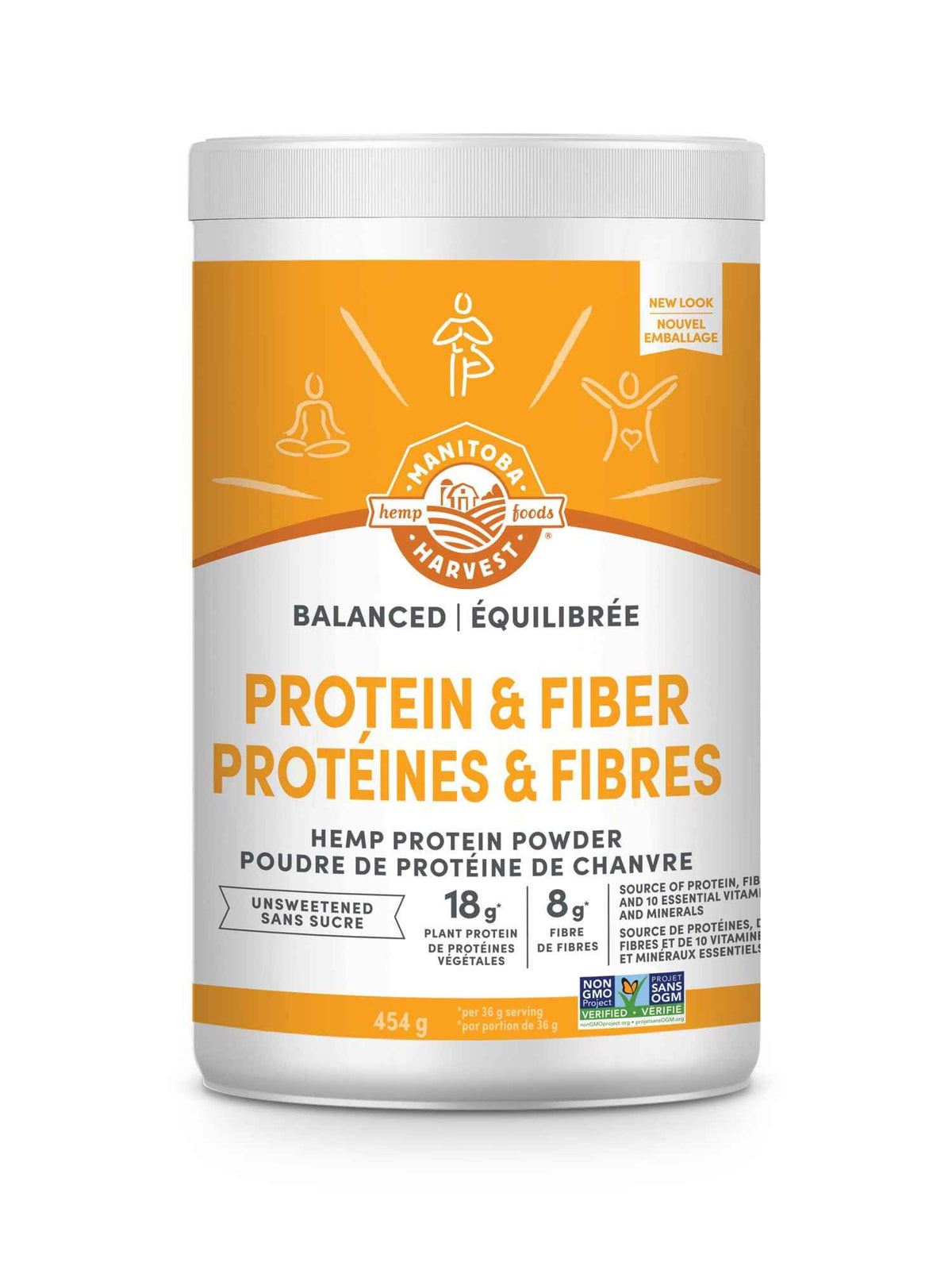 Manitoba Harvest Hemp Yeah! Balanced Protein + Fibre Powder, Unsweetened, 454g, with 15g protein, 8g Fibre and 2g Omegas 3&6 per Serving, Preservative Free, Non-GMO 🍁 All In One Marketplace Canada