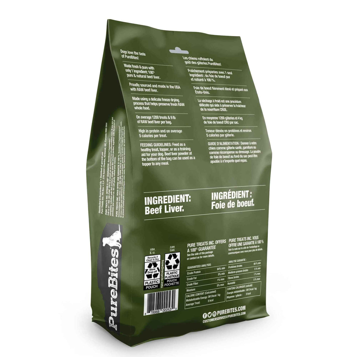 PureBites Freeze Dried Beef Liver Dog Treats, Made in USA, 1.2kg 🍁 All In One Marketplace Canada