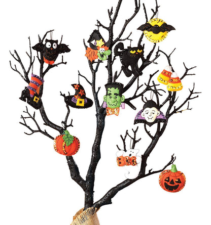 Bucilla 86430 Halloween Felt Applique Ornaments Kit (Size 2" by 2.5-Inch), Set of 12