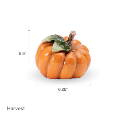 Fitz and Floyd Harvest Halloween Side Pumpkin Ceramic Figurine, 5.5 inch