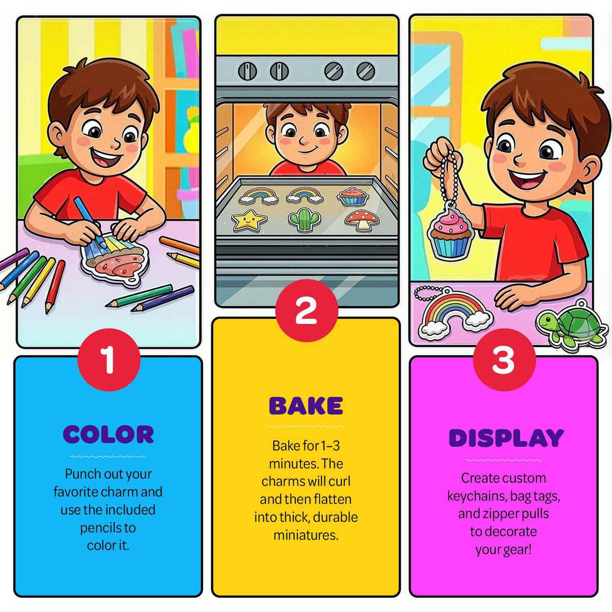 Dan&Darci Shrink Art Craft Kit for Girls and Boys Ages 6-12 - Shrink Magic Charm Making Kit with 30 Pre-Cut Shrink Plastic Templates - Kids Craft Birthday Gift for 7 8 9 10 Year Olds 🍁 All In One Marketplace Canada
