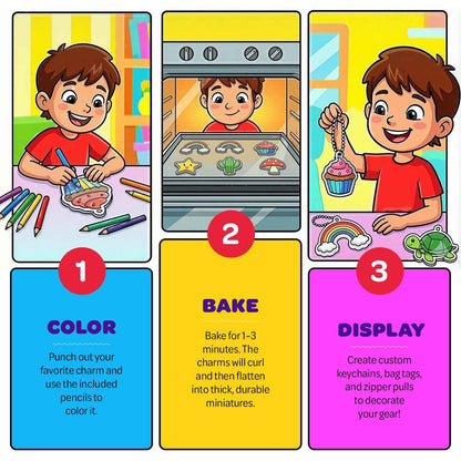 Dan&Darci Shrink Art Craft Kit for Girls and Boys Ages 6-12 - Shrink Magic Charm Making Kit with 30 Pre-Cut Shrink Plastic Templates - Kids Craft Birthday Gift for 7 8 9 10 Year Olds 🍁 All In One Marketplace Canada